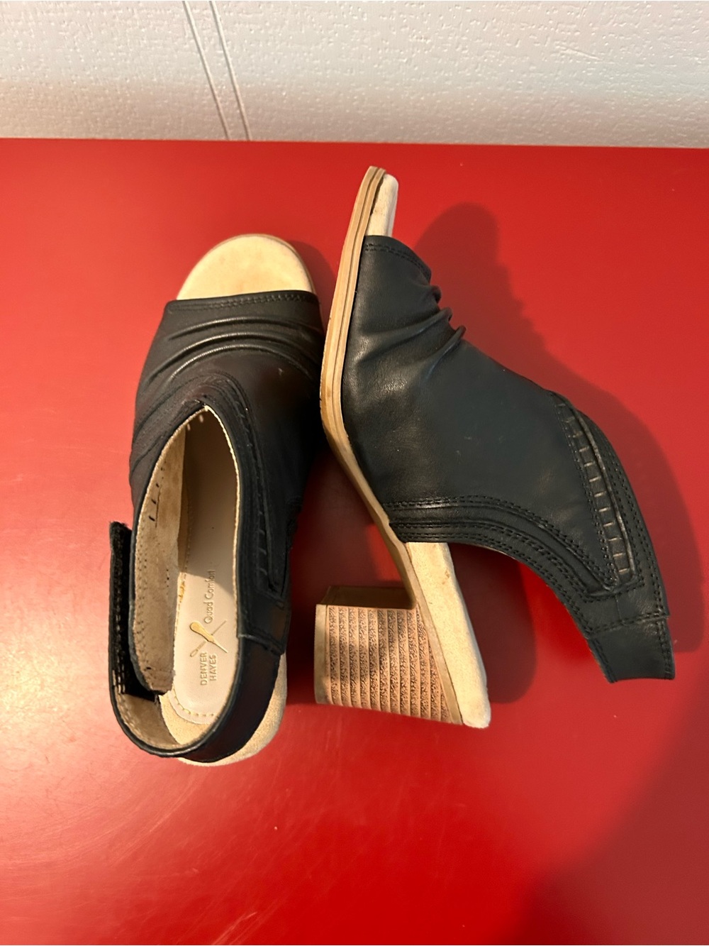 Denver Hayes Size 7 Black Leather Open-Toe Slingback Mules/Sandals - Picture 5 of 7